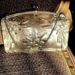 Elegant Clear Lucite Clutch with Chain